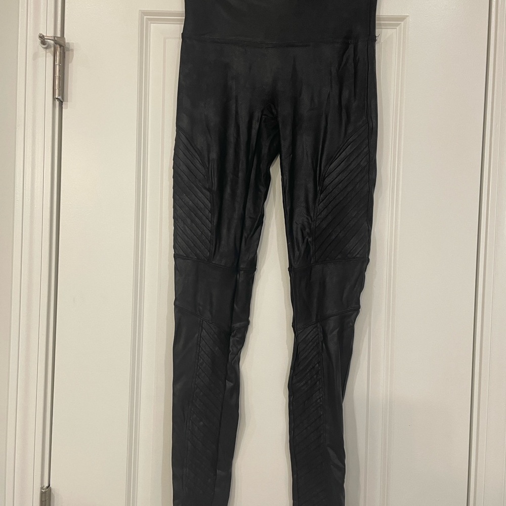 Spanx Faux Leather Moto Leggings Black S SPANX - Picture 2 of 6